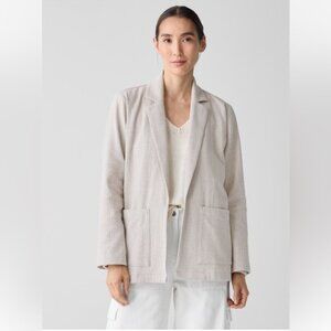 Eileen Fisher Notch Collar Organic Cotton Blazer in color Dove